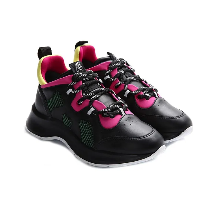 HOGAN Wear-Resistant Low-Top Sports Casual Shoes Women's Black Pink-2