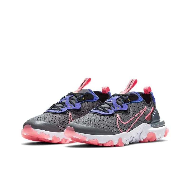 Nike React Vision Cushioned Slip-Resistant Low-Top Casual Running Shoes GS Gray Blue Pink-2