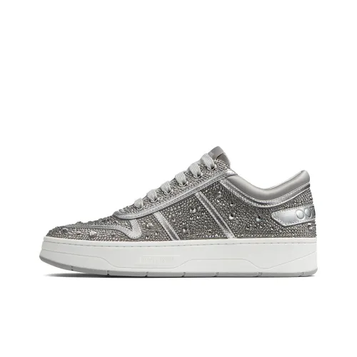 Jimmy Choo Hawaii Skateboard Shoes Women's Low-Top Silvery White