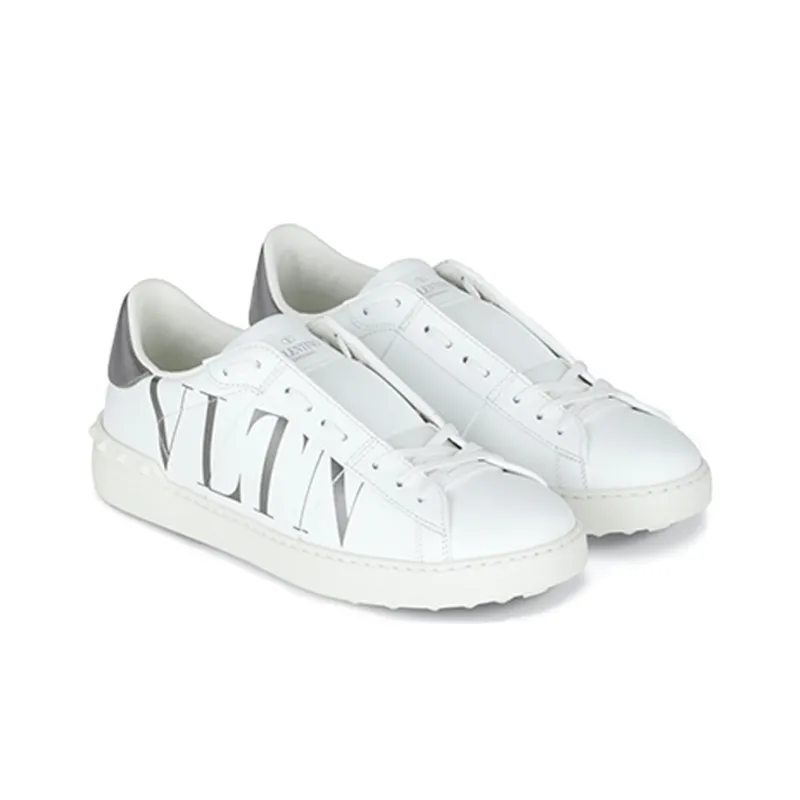 Valentino Open Low Top Stylish Skateboarding Shoes Men's White Silver-3