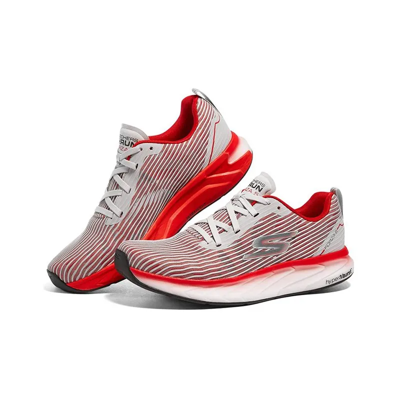 Skechers Go Run Trail Cushioning Anti Slip And Wear Resistant Low Top Casual Running Shoes Men's Gray Red-2