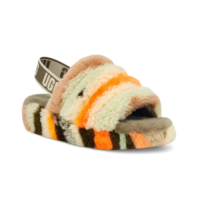 UGG Fluff Yeah Cali Collage Slide Olive Women's-2