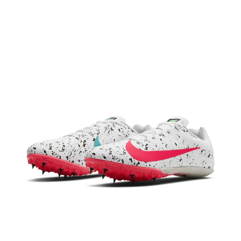 Nike Air Zoom Rival S 9 Spikes 'Paint Splatter White Crimson Jade'-2