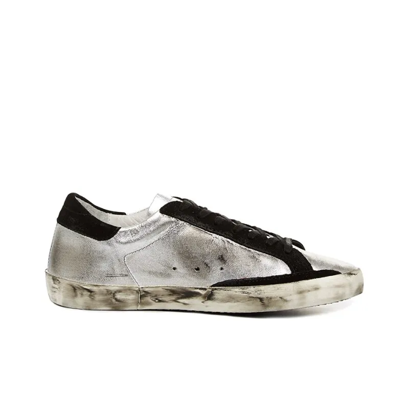Golden Goose Super Star Skateboard Shoes Men Low Top Silver-1