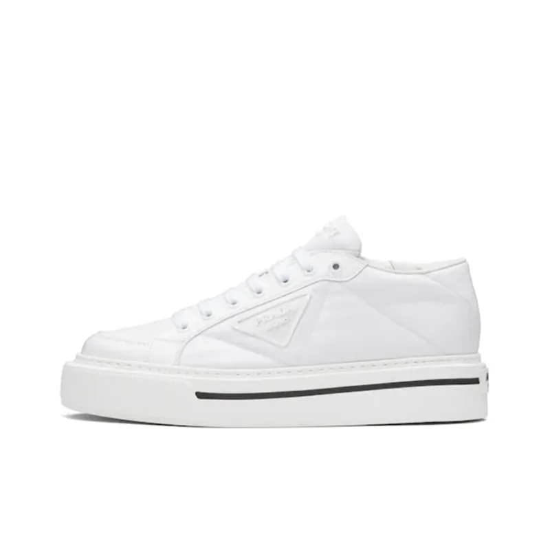 PRADA Macro Stylish Skateboarding Shoes Men's White-0