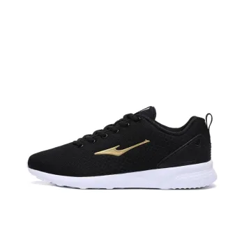 Erke Anti Slip And Wear Resistant Breathable Low Top Casual Running Shoes Men's Black Gold