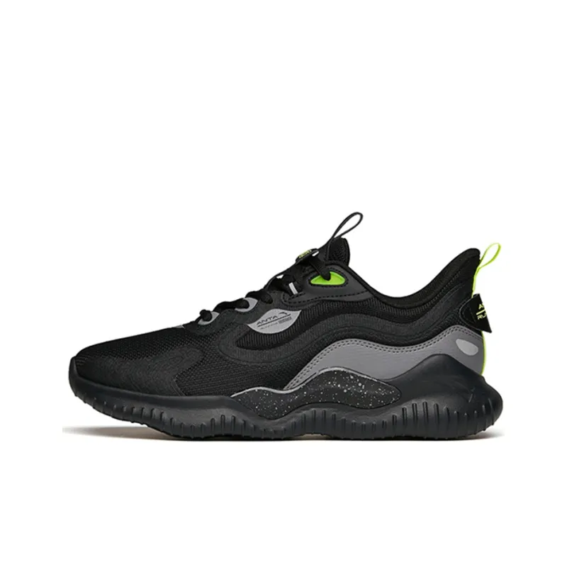 Anta Running Collection Cushioning Anti-Slip Wear-Resistant Breathability Low-Top Running Shoes Men's Black Gray Green-0