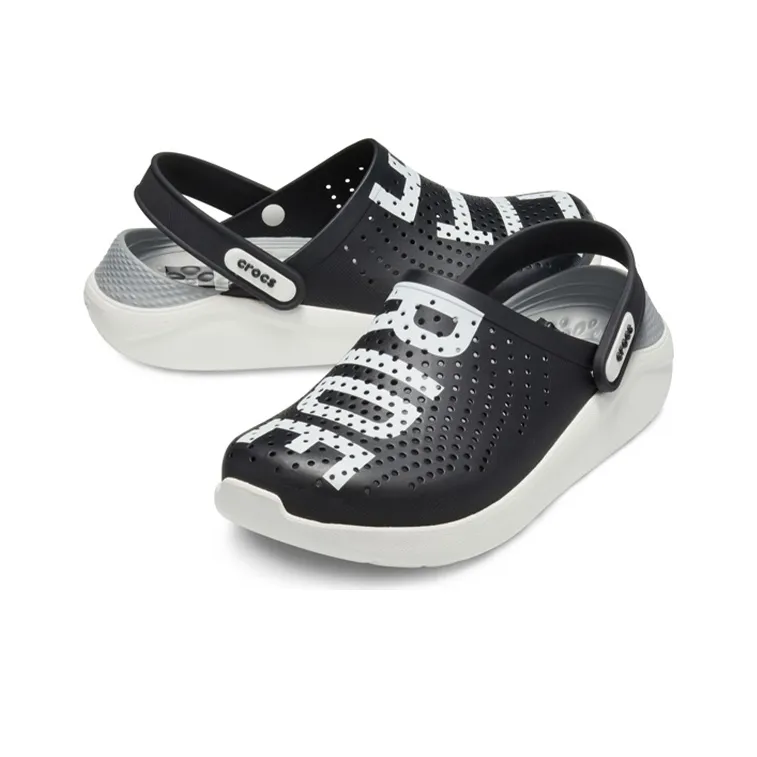 Crocs LiteRide Logo Clogs 'Black White'-3