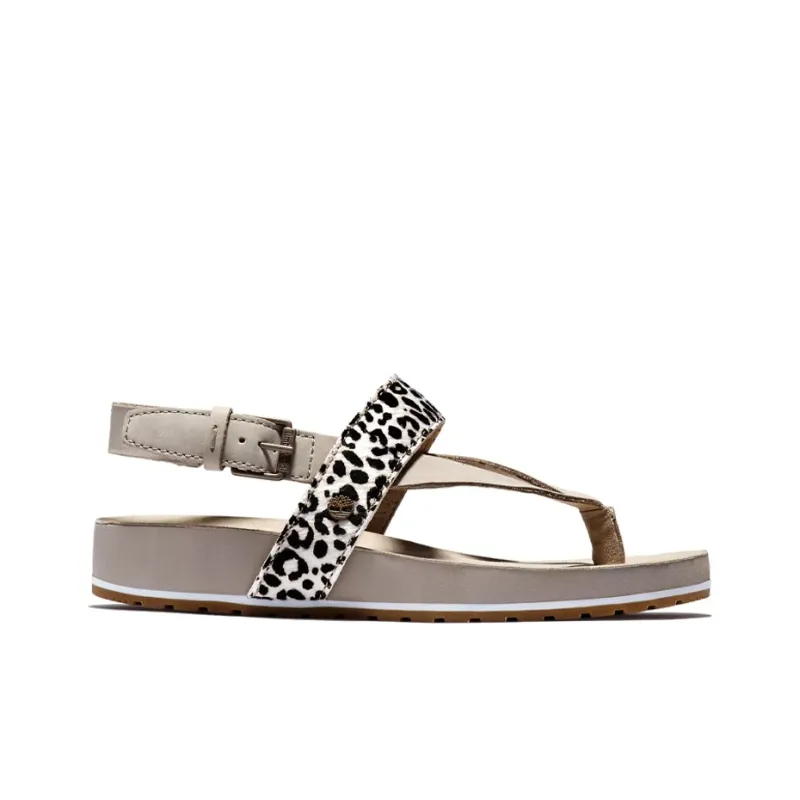 Timberland Beach Sandals Women's Gray/Black And White Leopard Print-1