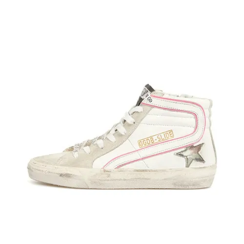 Golden Goose Slide Skateboard Shoes Women's High-Top White/Black/Pink