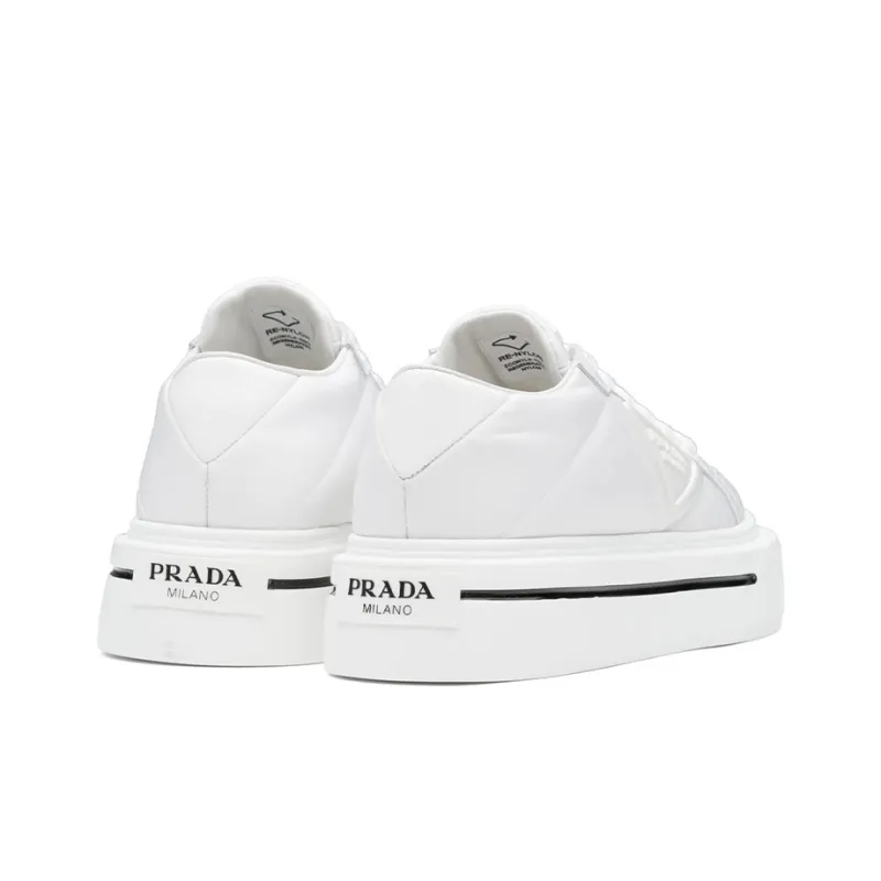 PRADA Macro Low Top Stylish Skateboarding Shoes Women's White-3