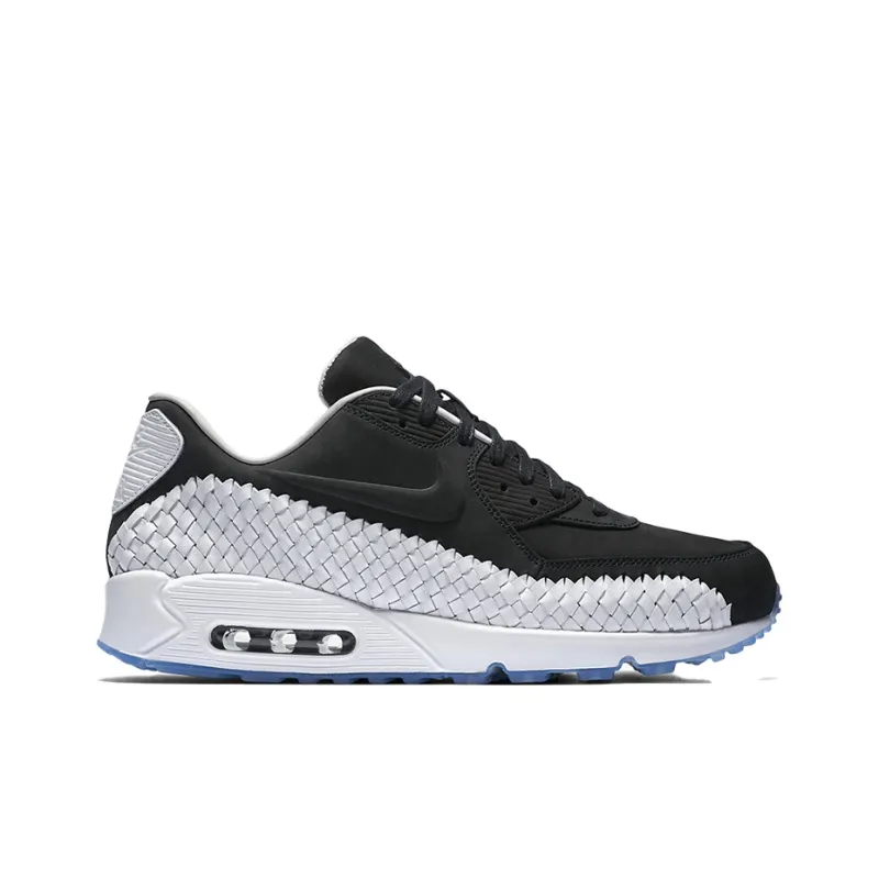 Nike Air Max 90 Cushioned Slip Resistant Abrasion Resistant Breathable Low Top Running Shoes Men's Black White-1