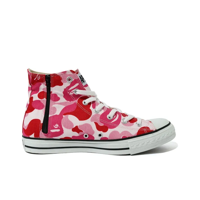 A BATHING APE ABC Camo Ape Sta Hi Stylish Skateboarding Shoes Women's Red-1