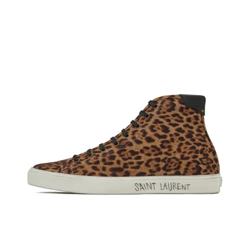 SAINT LAURENT Canvas Shoes Men High-Top Leopard