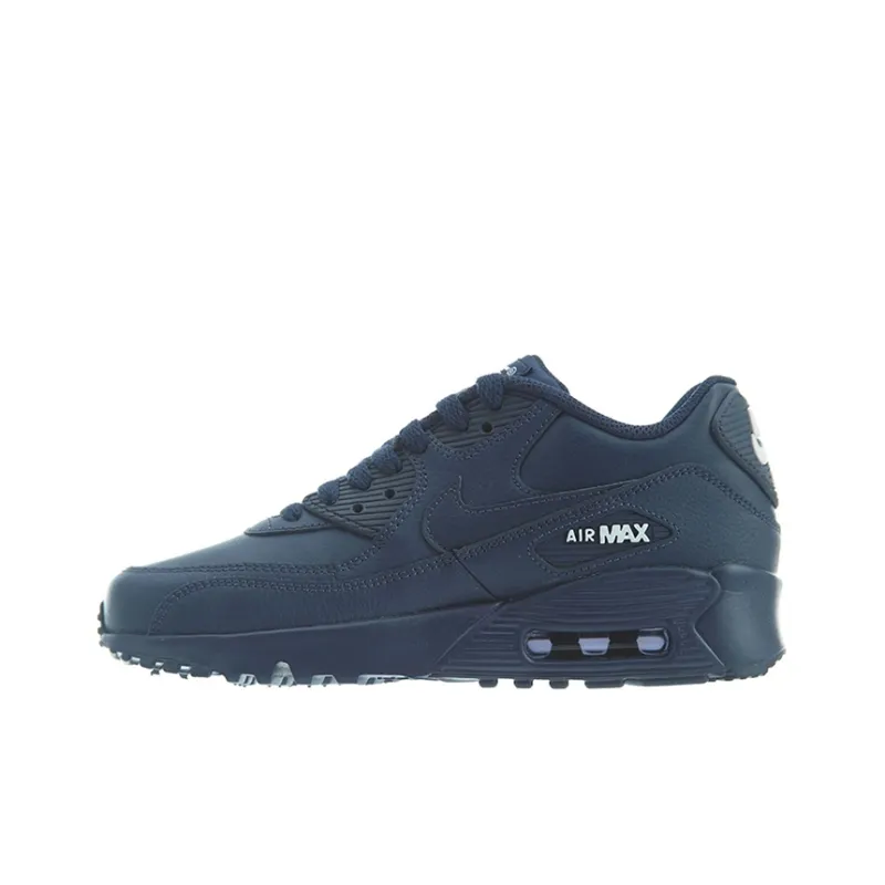Nike Air Max 90 Cushioning Anti-Slip Wear-Resistant Breathable Lightweight Rebound Low-Top Running Shoes GS Marine Blue-0