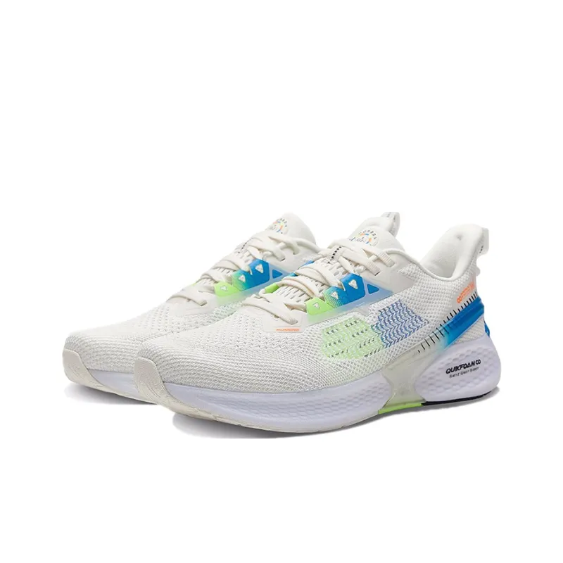 361° Flying Wing Slip Resistant Low Top Running Shoes Men's White Green-1