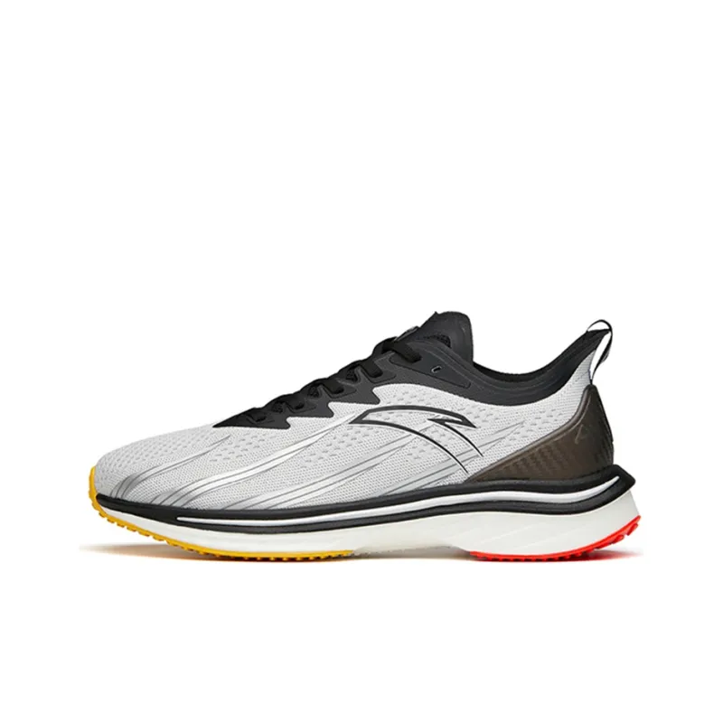Anta Running Collection Cushioned Slip-Resistant Abrasion-Resistant Low-Top Running Shoes Men's Silver Black-0