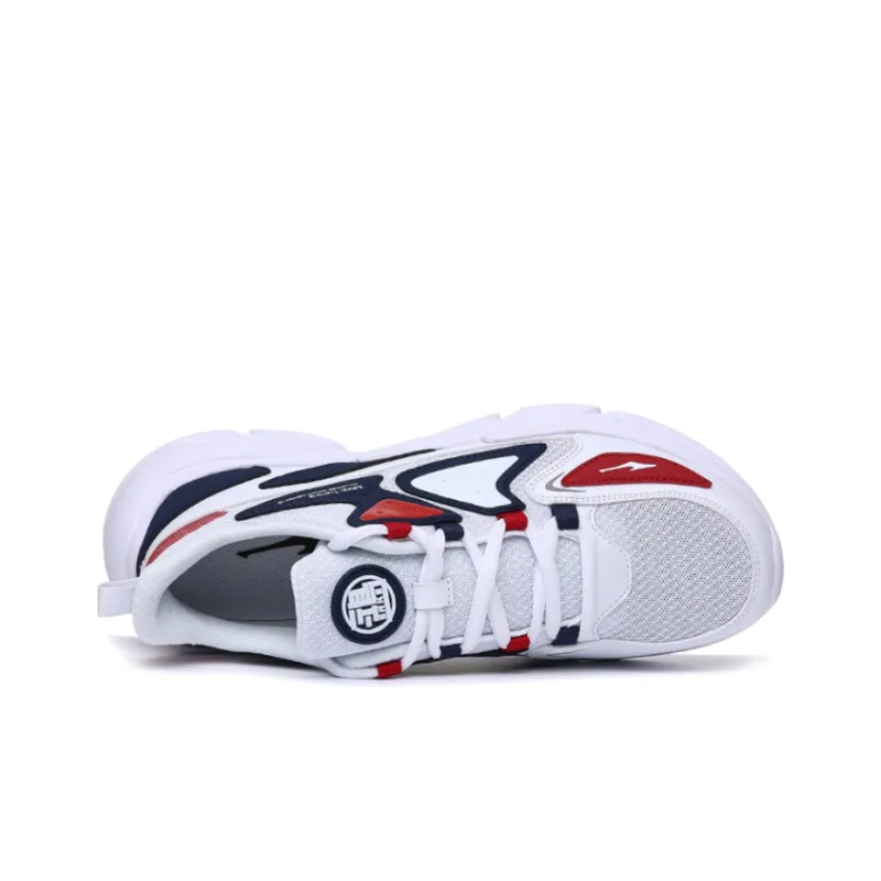 Erke Cushioning Anti Slip Wear Resistant Breathability Low Top Running Shoes Men's White Red-2