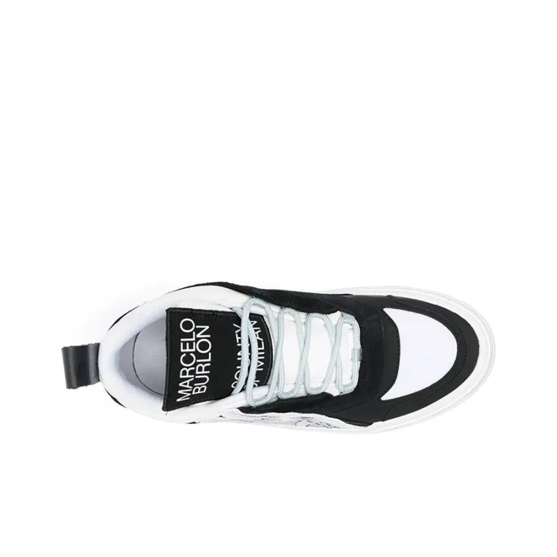 MARCELO BURLON COUNTY OF MILAN Burlon Low-Top Stylish Skateboarding Shoes Men's Black White-3