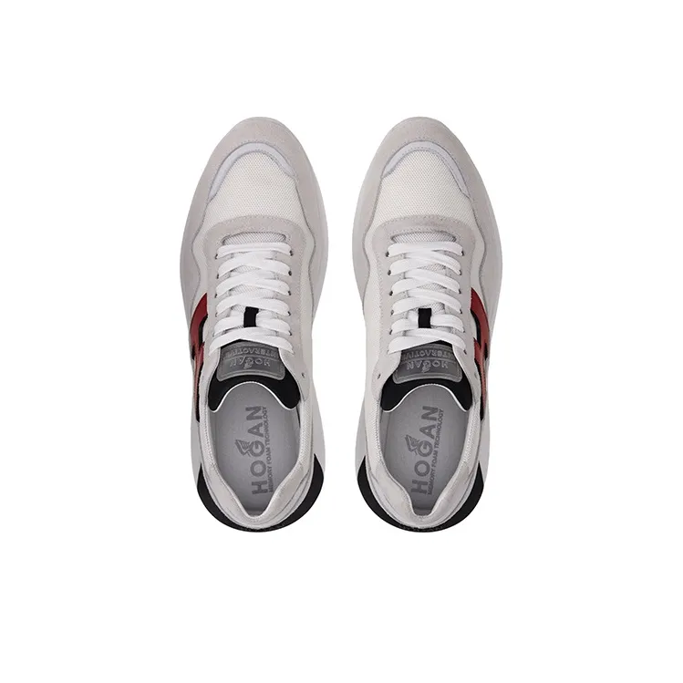 HOGAN Interactive³ Cushioning, Slip Resistant, And Abrasion Resistant Low Top Sports Casual Shoes Men's Gray Red-4
