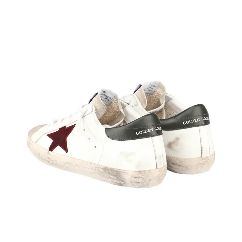 Golden Goose Super Star Low Top Stylish Skateboarding Shoes Men's White Red Vintage Version-3
