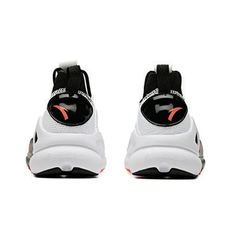 Anta Cushioned Slip-Resistant Abrasion-Resistant Breathable High-Top Running Shoes Men's White Black Red-4