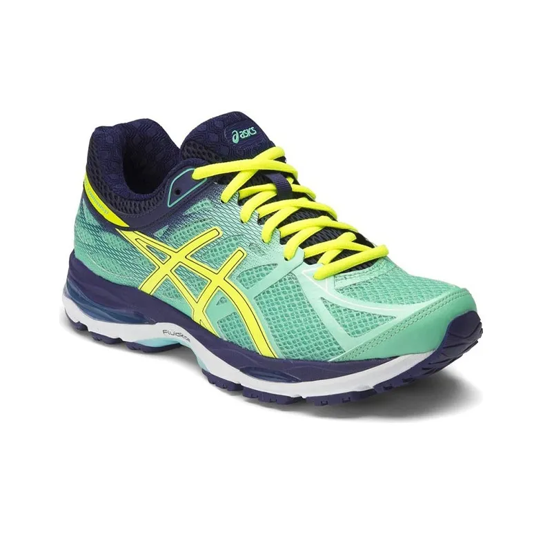 Asics Gel-Cumulus 17 Breathable Wear-Resistant Slip-Resistant Low-Top Running Shoes Women's Green Yellow-2