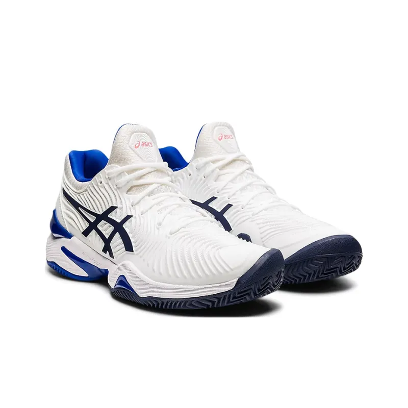 Asics Court FF 2 Novak Clay Breathable Low-Top Running Shoes Women's White Blue-2