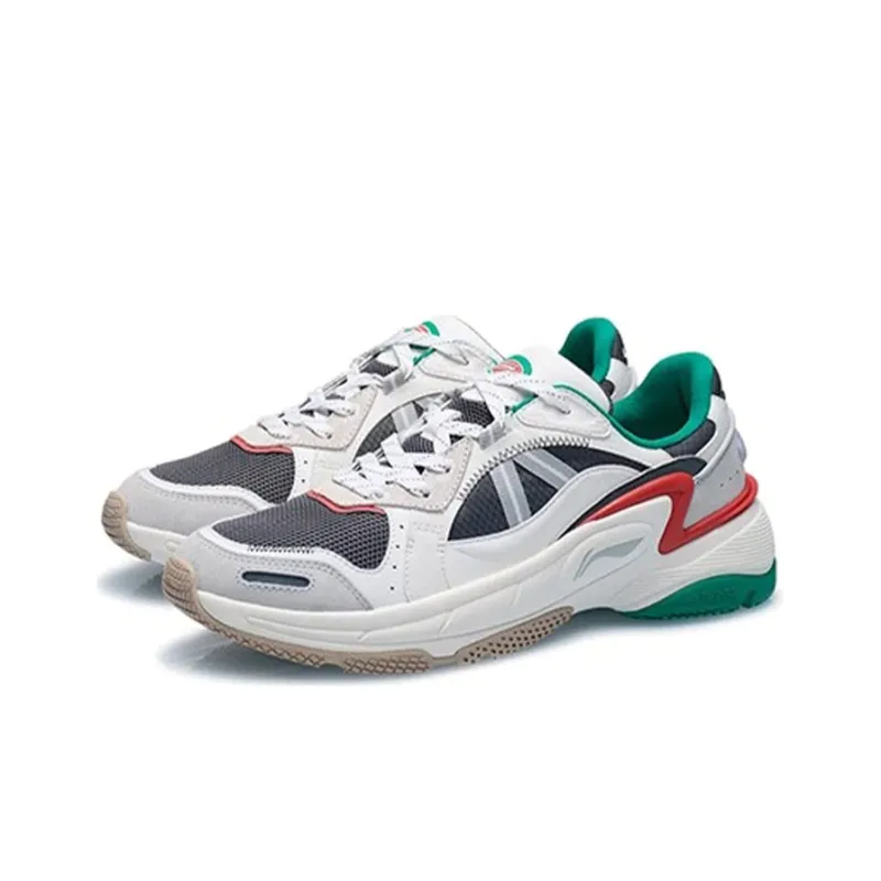 LiNing Broken Generation Reflective Support Low Top Running Shoes Men's Gray White Red Stable Multicolor Sports-2