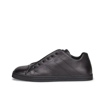 FENDI Leather Slip Ons Triple Black