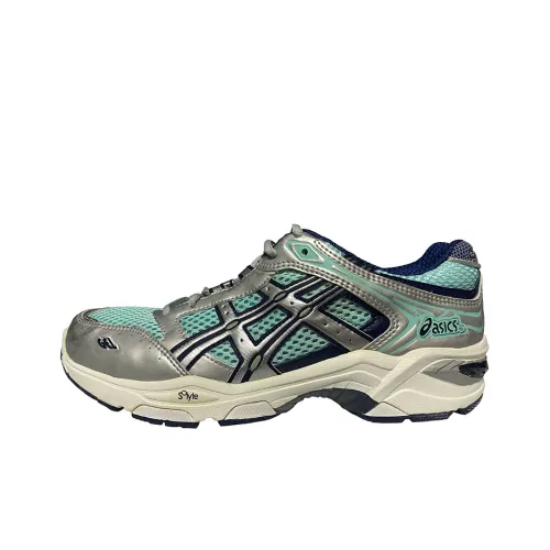 Asics Anti-Slip And Wear-Resistant Breathable Low-Top Running Shoes Women's Silver Green Multicolor D-Width