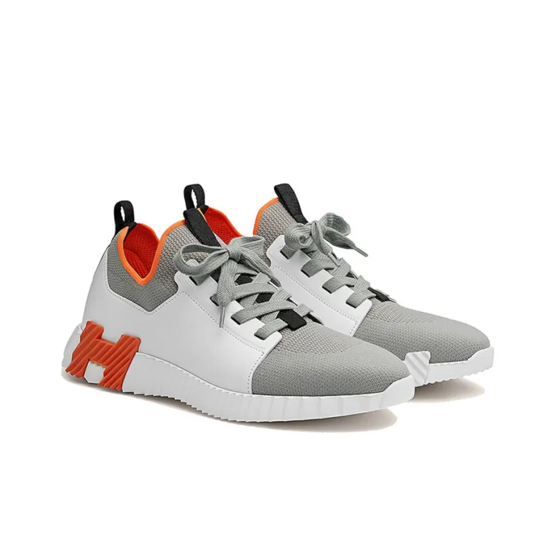 HERMES Depart Low Top Casual Shoes Men's Gray White Orange-2