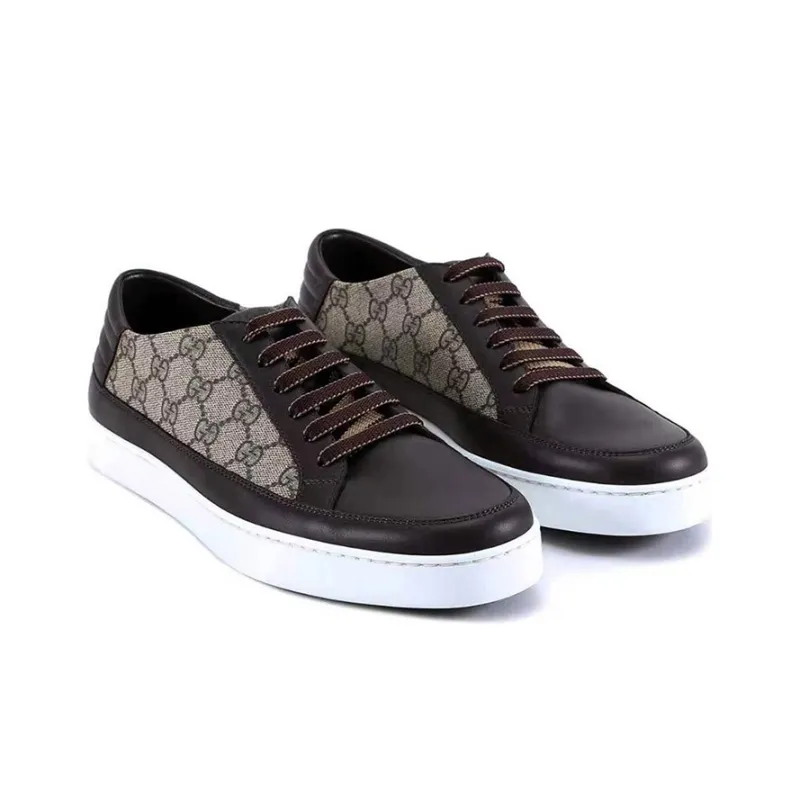 GUCCI Skateboard Shoes Men Low Top Brown-1
