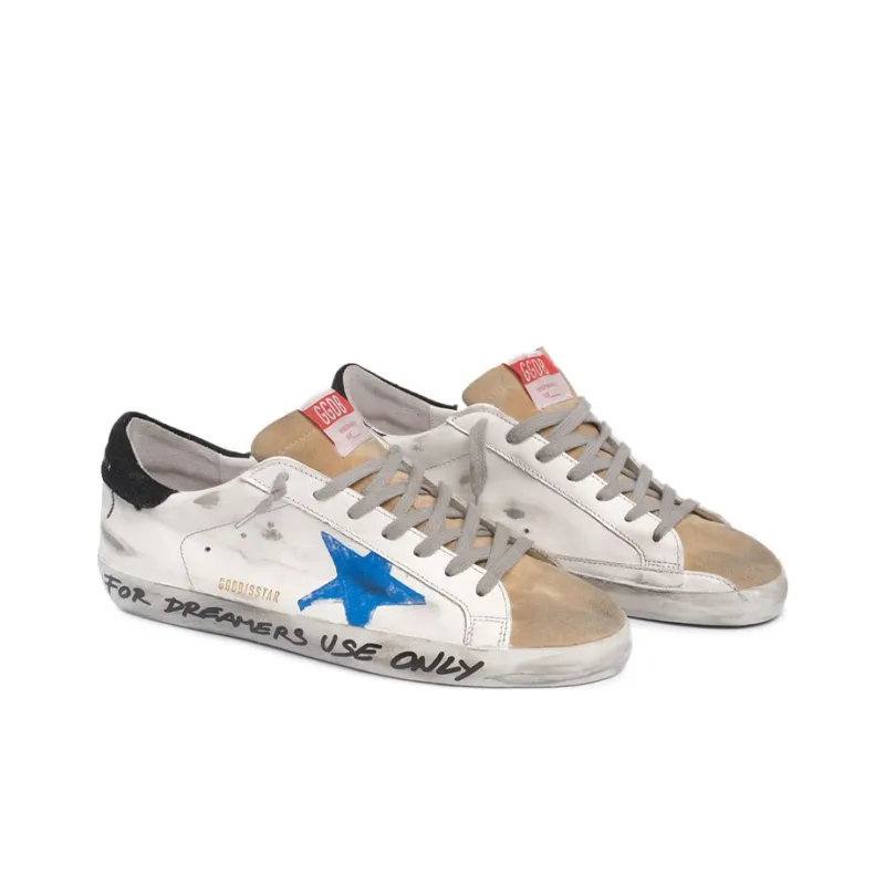 Golden Goose Super Star Stylish Skateboarding Shoes Men's White Blue Distressed Style-3