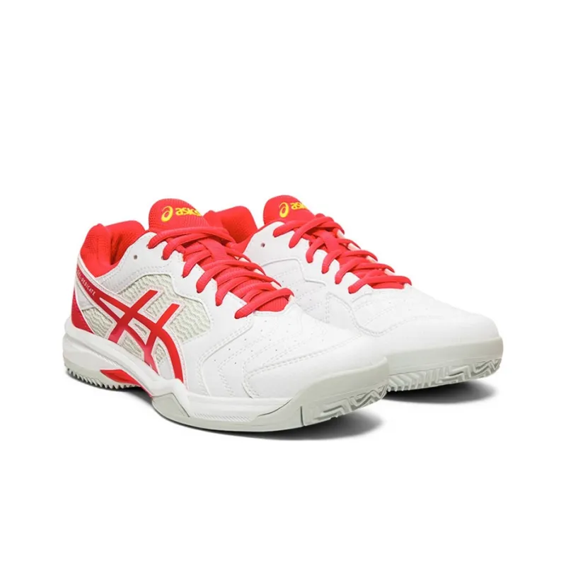 Asics Gel-Dedicate 6 Clay Wear-Resistant Low-Top Running Shoes Women's White Red-2