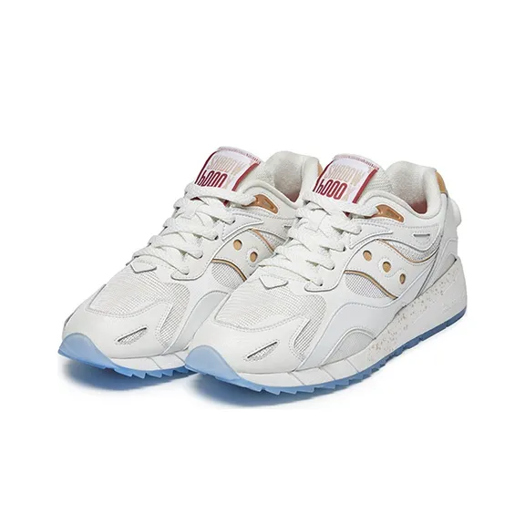 Saucony Shadow 6000 Wear Resistant Low Top Casual Running Shoes Unisex White Gold-4