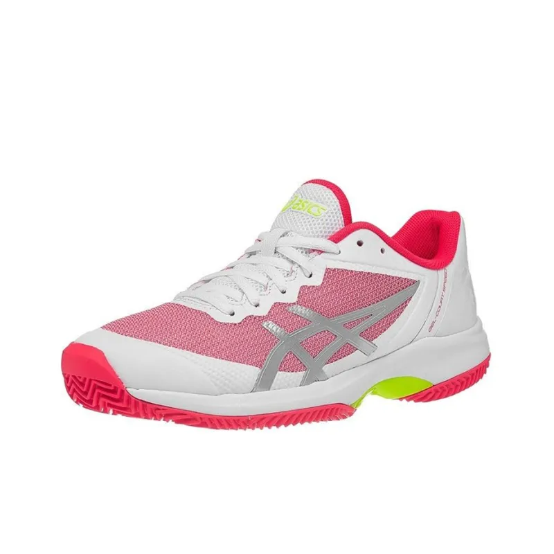 Asics Gel-Court Speed Clay Wear-Resistant Low-Top Running Shoes Women's White Red Multicolor-2
