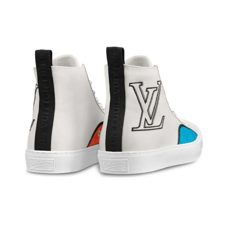 LOUIS VUITTON Tattoo Ankle Sneakers 'White Black With Blue Monogram'-2