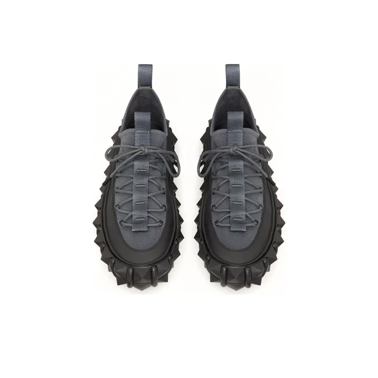 CRAIG GREEN x Valentino Rockstud Low Top Stylish Skateboarding Shoes Men's Black Gray-3