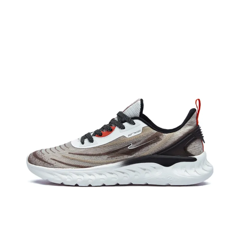 Erke Rebound Cushioning Lightweight Wear Resistant Slip Resistant Low Top Running Shoes Men's White Gray-0