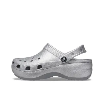 Crocs Classic Platform Glitter Clog 'Silver' Women's