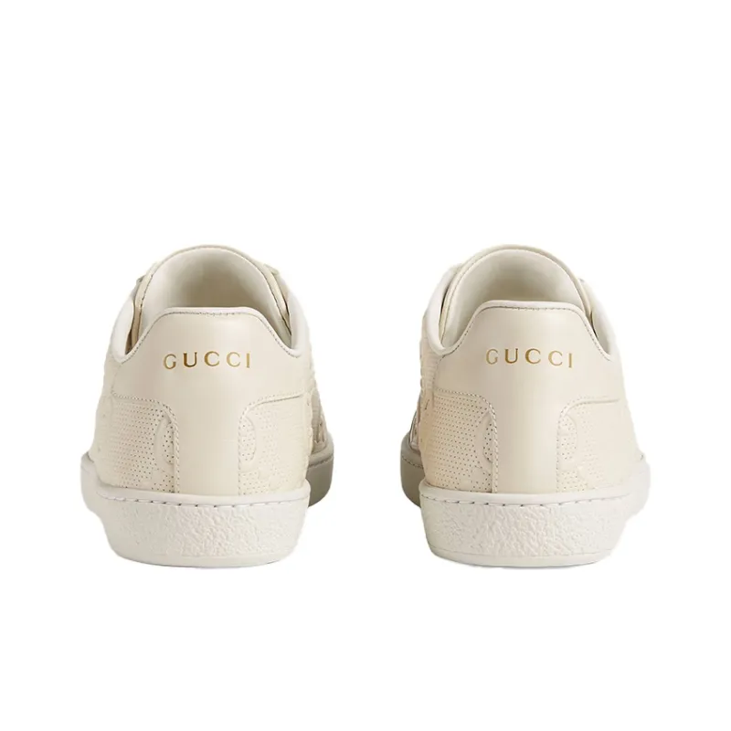 GUCCI Ace GG Embossed Cream Women's-3