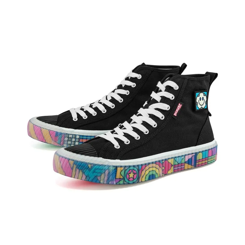 Craig&Karl x Kappa Anti Slip Wear Resistant High Top Canvas Shoes Unisex Black Rainbow-3