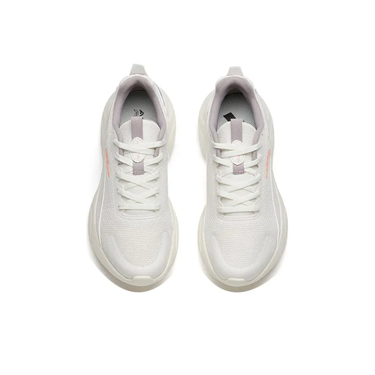 Anta Cushioning Breathable Lightweight Wear Resistant Slip Resistant Low Top Running Shoes Women's Ivory White-3
