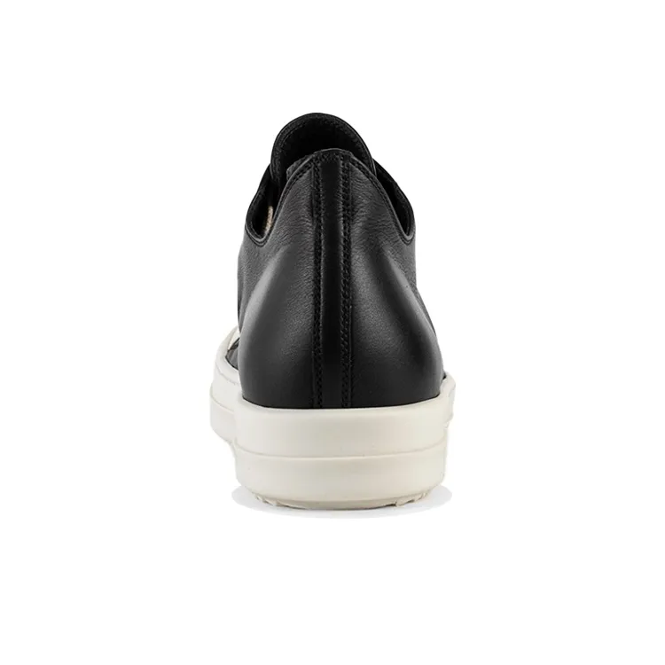 RICK OWENS/RO Leather Low Sneakers Low Top Stylish Skateboarding Shoes Men's Black-3