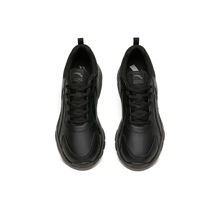 Anta Running Collection Cushioning Anti Slip And Wear Resistant Low Top Running Shoes Men's Pure Black-3