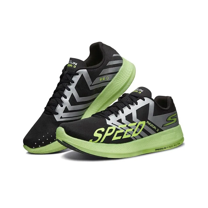 Skechers Go Run Razor 3 Low-Top Running Shoes Men's Black Lemon Green-2