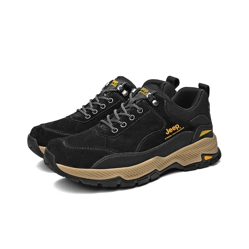 Jeep Hiking / Trekking Shoes Men Low Top Black/Sand Yellow-2
