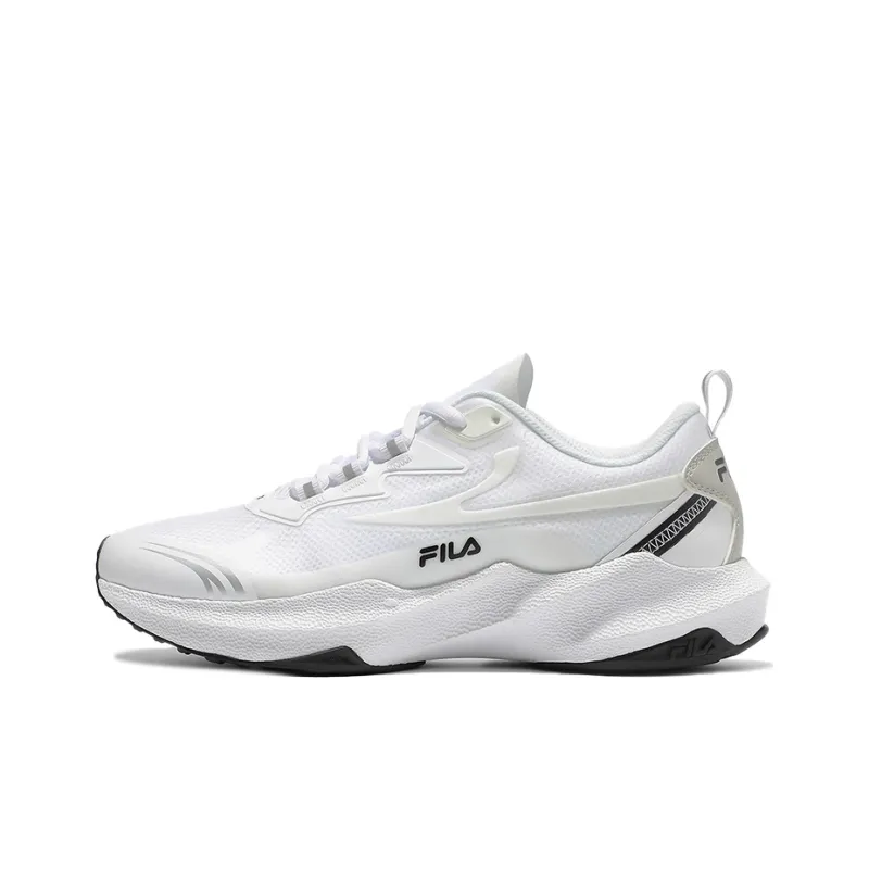 FILA Cushioning Anti Slip And Wear Resistant Breathable Coverage Low Top Casual Running Shoes Unisex White Black-0