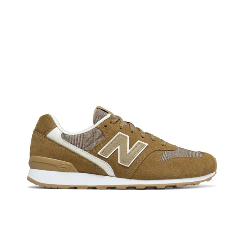 New Balance NB 696 Glen Check Plaid Low-Top Running Shoes Women's Oat Brown-1